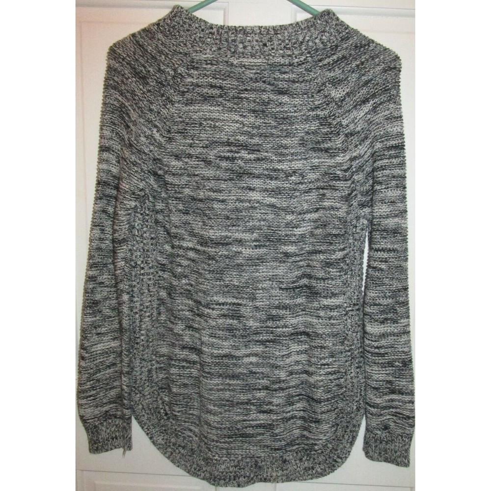 Poof Excellence Women's Black White Marled Cable Knit Long Sleeve Sweater Size S - Picture 5 of 6